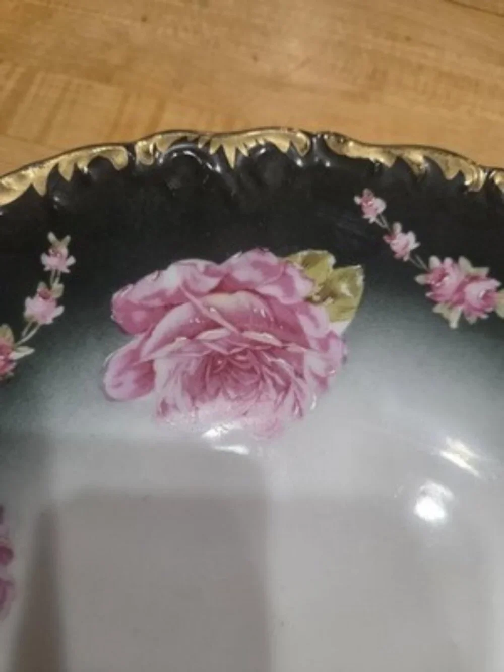 Antique K Steinmann Germany California Rose a la France Hand Handled Cake Plate